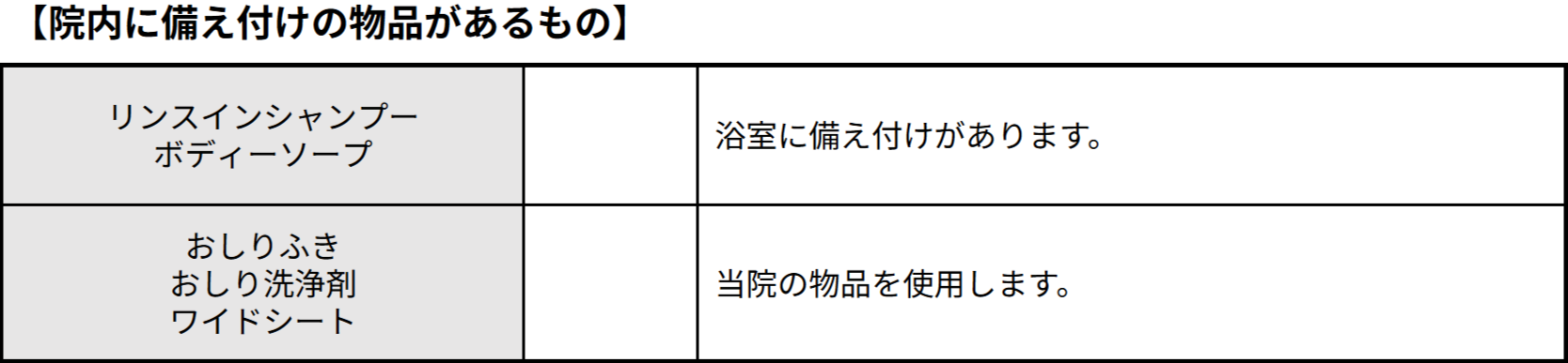 入院時の必需品